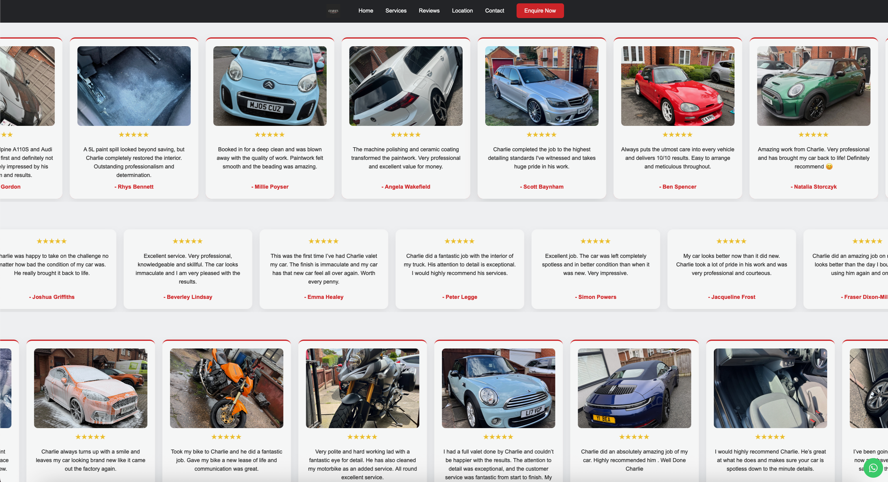Charlie's Details reviews page